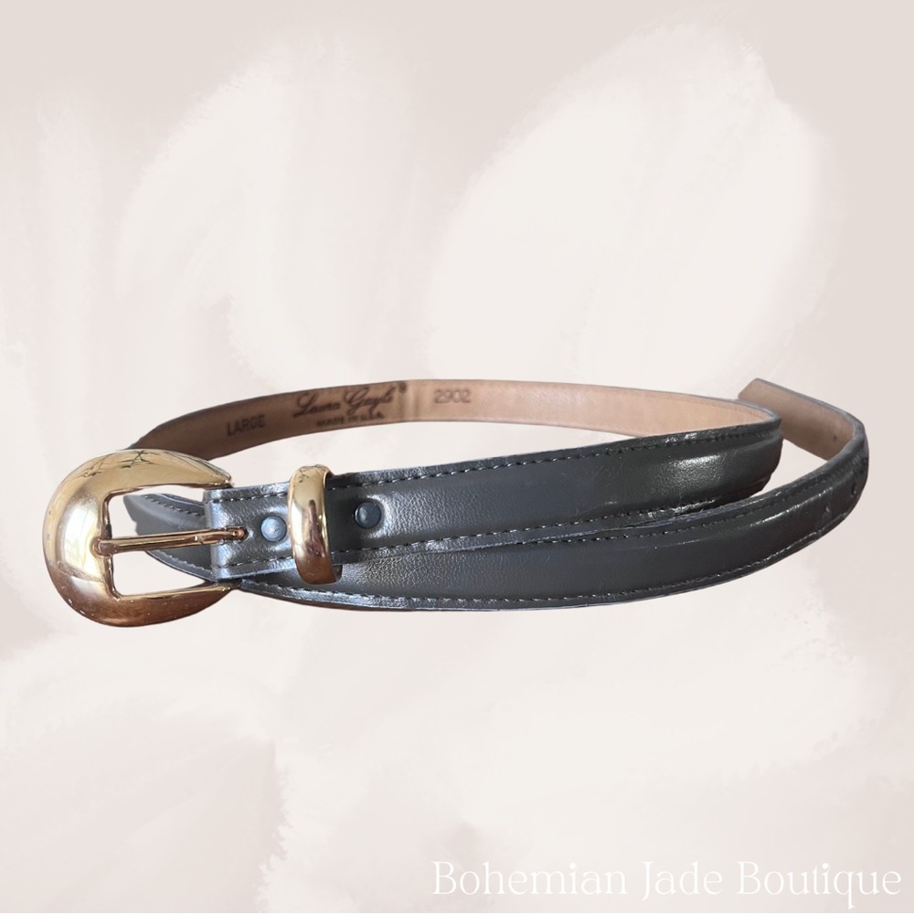 Vintage Laura Gayle | Grey Belt With Gold Hardware Size: Large
